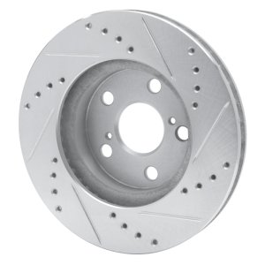 Toyota Celica Brake Rotor (1) - Front Left - R1 Concepts - Drilled & Slotted - Silver - `94-`00